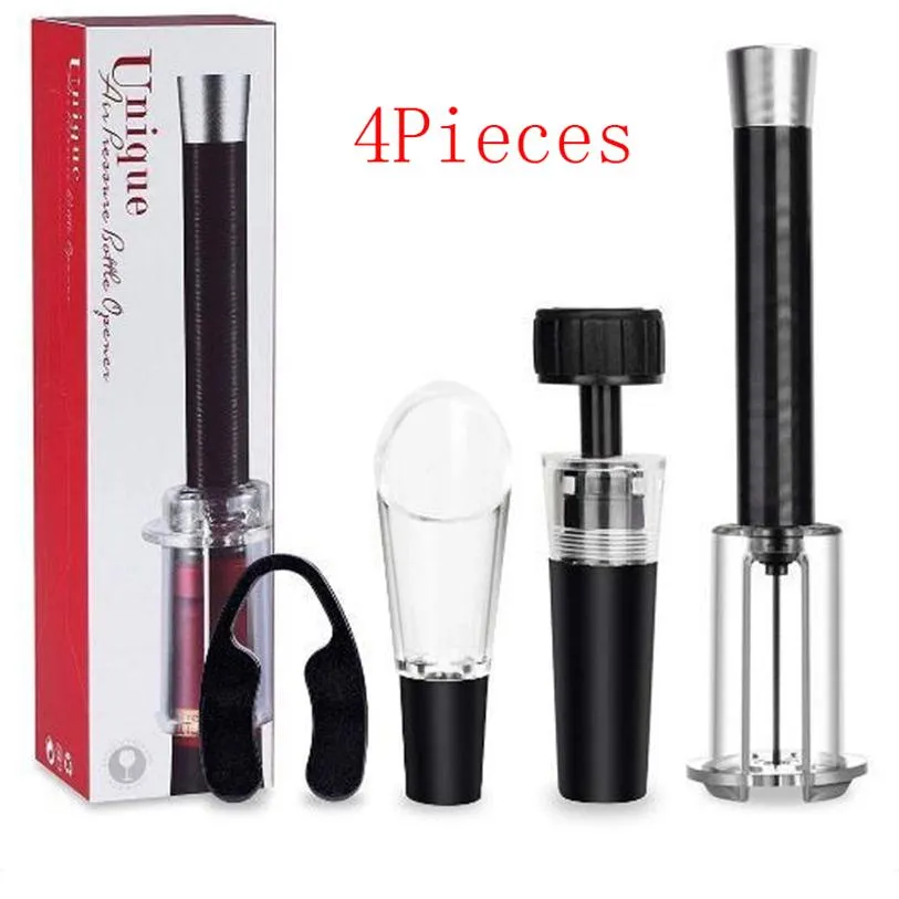 4 Pcs set Red Wine Opener Air Pressure Pump Bottle Opener Corkscrews With Vacuum Stopper Wine Pourer Bar Tools Kitchen Gadgets218891208