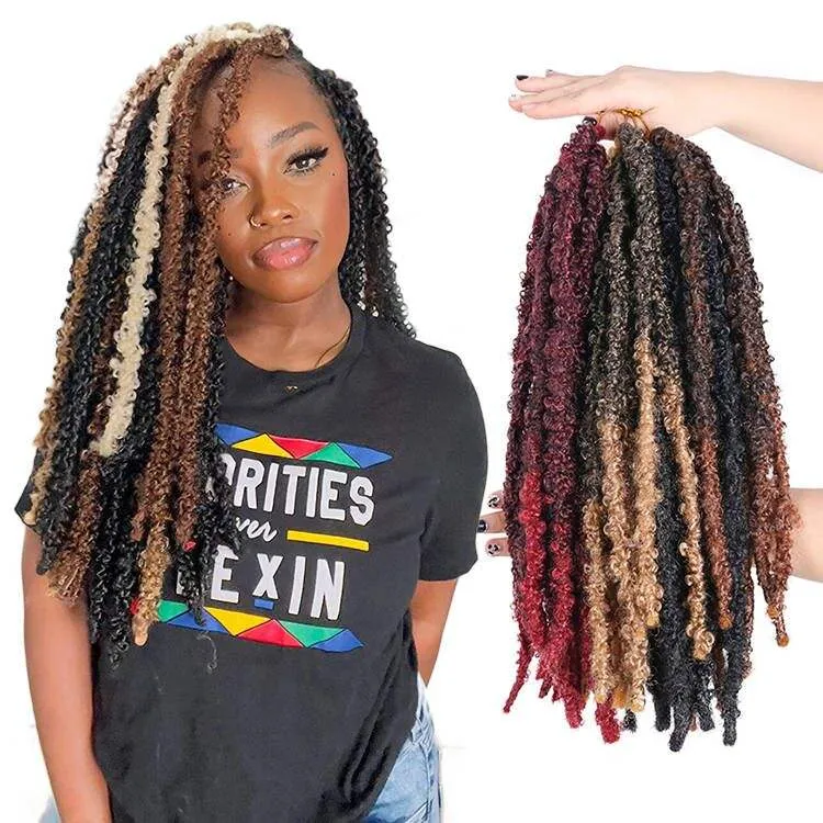 Papillon Locs Crochet Cheveux 20 Pouces Distressed Faux Locs Crochet Tresses Rouge Brun Couleur Doux Locs Messy Papillon Serrures