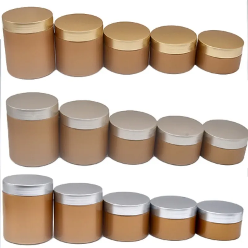 Lege verpakking Plastic fles Cream Jar Gold deksel Roségoud en zilveren deksel 100 g 120 g 150 g 200g 250 g draagbare verpakking Refilleerbare container Cosmetica