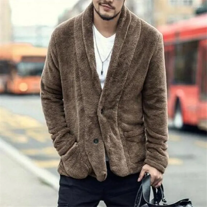 Capuz de capuz masculino Homens de inverno sherpa cardigan plus size size fofo moletom com bolso grande casaco casual casual moletons moletons de pelúcia