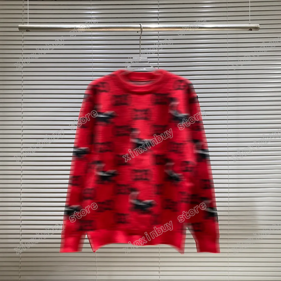 Xinxinbuy Men Designer Capuz Sweater Squirrel Jacquard Borderyer Letters Paris Cotton Women Black White Red S-2xl