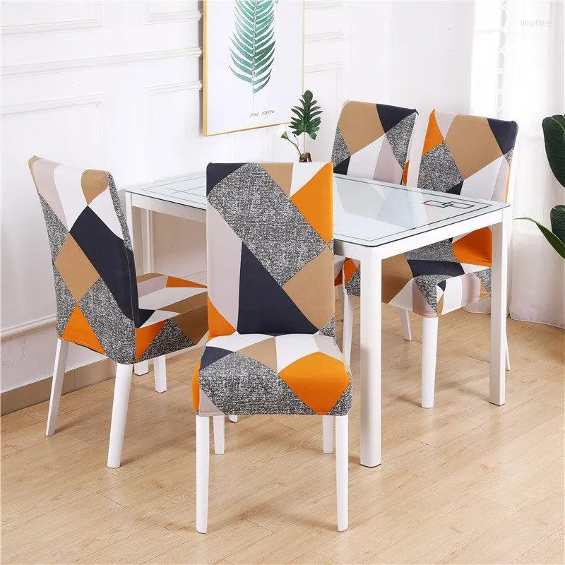 Housses de chaise 1pc amovible anti-sale géométrie couverture table à manger élastique spandex stretch bureau cas maison