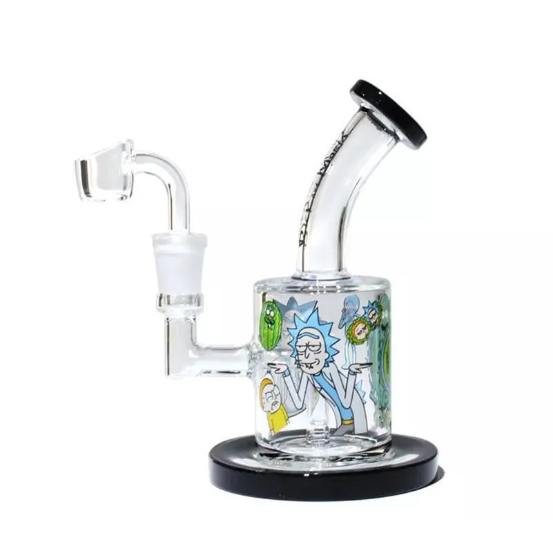 Cartoon Glass Water Bong Hookahs Thick Dab Rig Oil Burner Smoking Pipes with 14mm Banger for Tobacco