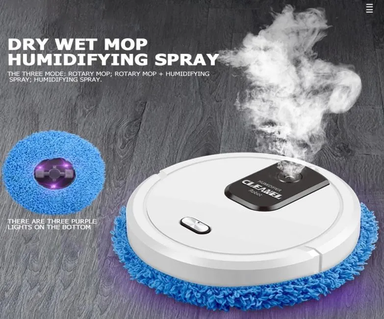Robot Vacuum Cleaners Rechargeable Smart Sweeping and Mop Cleaner Dry Wet Home Appliance with Humidifying Spray 221012