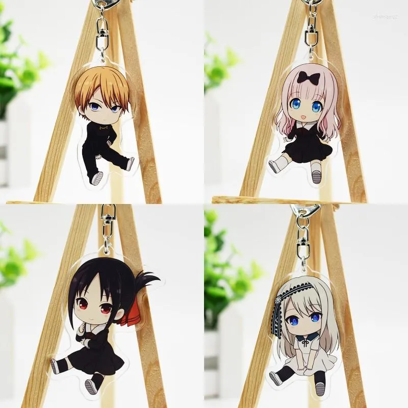 Keychains 4pcs Anime Kaguya-sama Love Is War Acrylic Pendant Cosplay Prop Keychain Backpack Decor Keyring Collectible For Boy Girl Gift