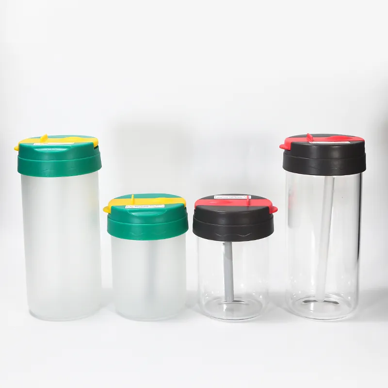 12oz 20oz Sublimation Blank Frosted Clear Glass Tumbler Heat Transfer Printing Sippy Cup With Flip Colorful Lid Outdoor Sports Water Drinking Straw Bottle B5