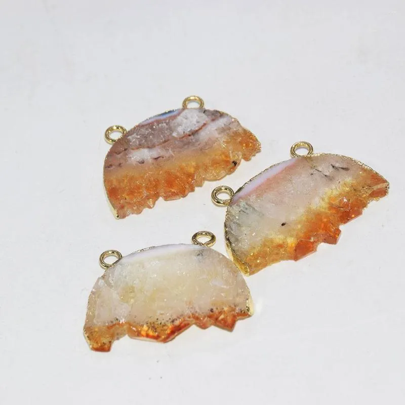 Collane con ciondolo Gioielli naturali Raw Slice Citrines Druzy Stone Moon 2022 Lover Big Rough Yellow Crystal Quartz Accessori donna