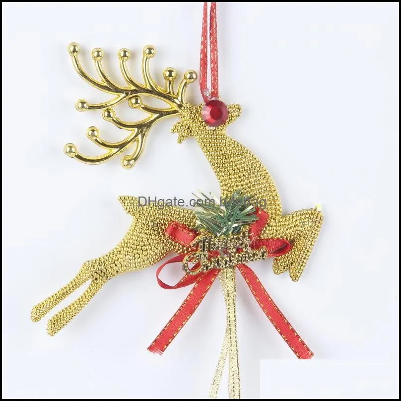 Christmas Decorations Christmas Fawn Small Bell Pendant Plastic Electroplate Tree Widget Opp Packing With Gold Sier Colors 2 3Pj J1 Dhihr