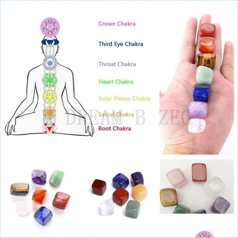 Arti e mestieri Pietra di chakra di cristallo naturale 1 lotto è 1 set 7 pezzi Pietre Palm Reiki Cristalli curativi Pietre preziose Decorazione della casa Accesso Dh85G