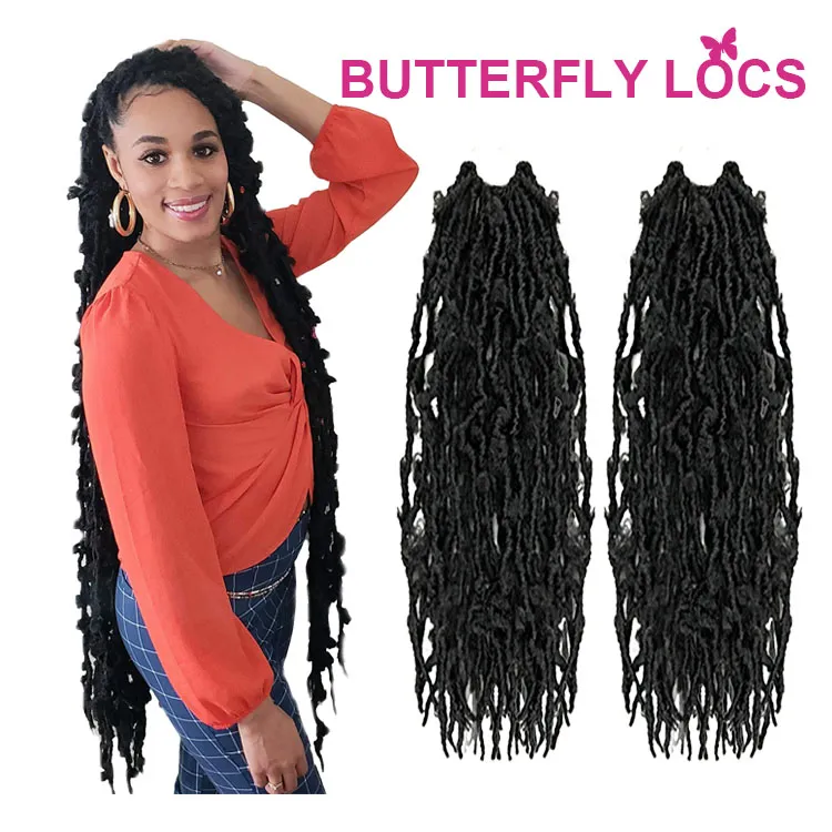 Vlinderlocs haken synthetische vlechthaarextensies 20 inch handgemaakte vooraf gekochte faux locs voor zwarte vrouwen meisjes 12 wortels