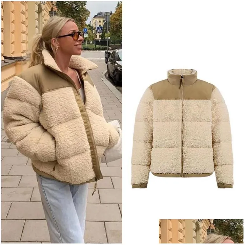 Veste en polaire en fausse fourrure feminine hiver chaude epaisse manteau en daim shearling avec poches 2024