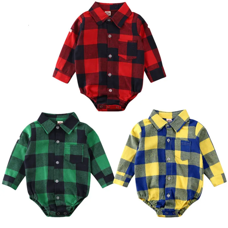 Rompers 024m geboren babyjongens meisjes kerstmis plaid romper jumpsuit kerstkleding outfits 221117