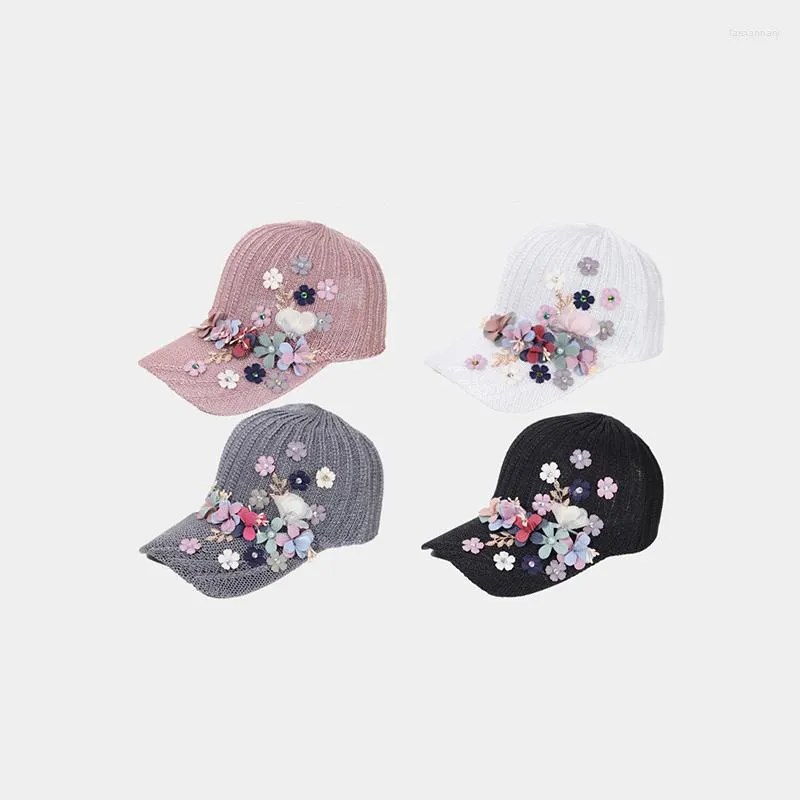 Ball Caps Mesh Baseball Cap Sunshade Women's Knitting Summer Ventilation Girl Fashion Taping Flower Bonnets For Women Sun Hat