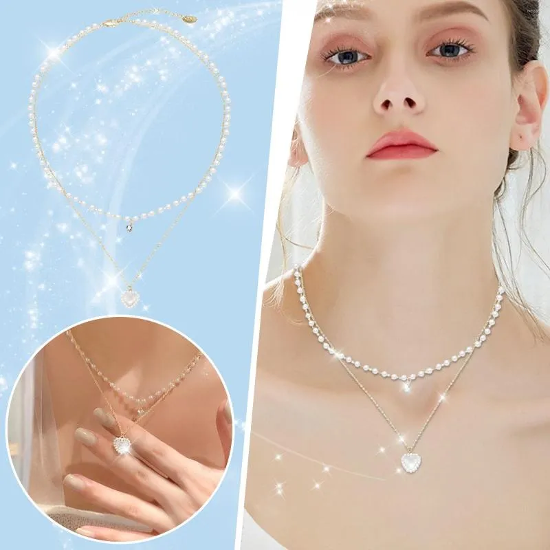 Цепи Butterfly Pearl Двухслойное ожерелье для женщин подвесной подсолнечник пламени для малышей девочки