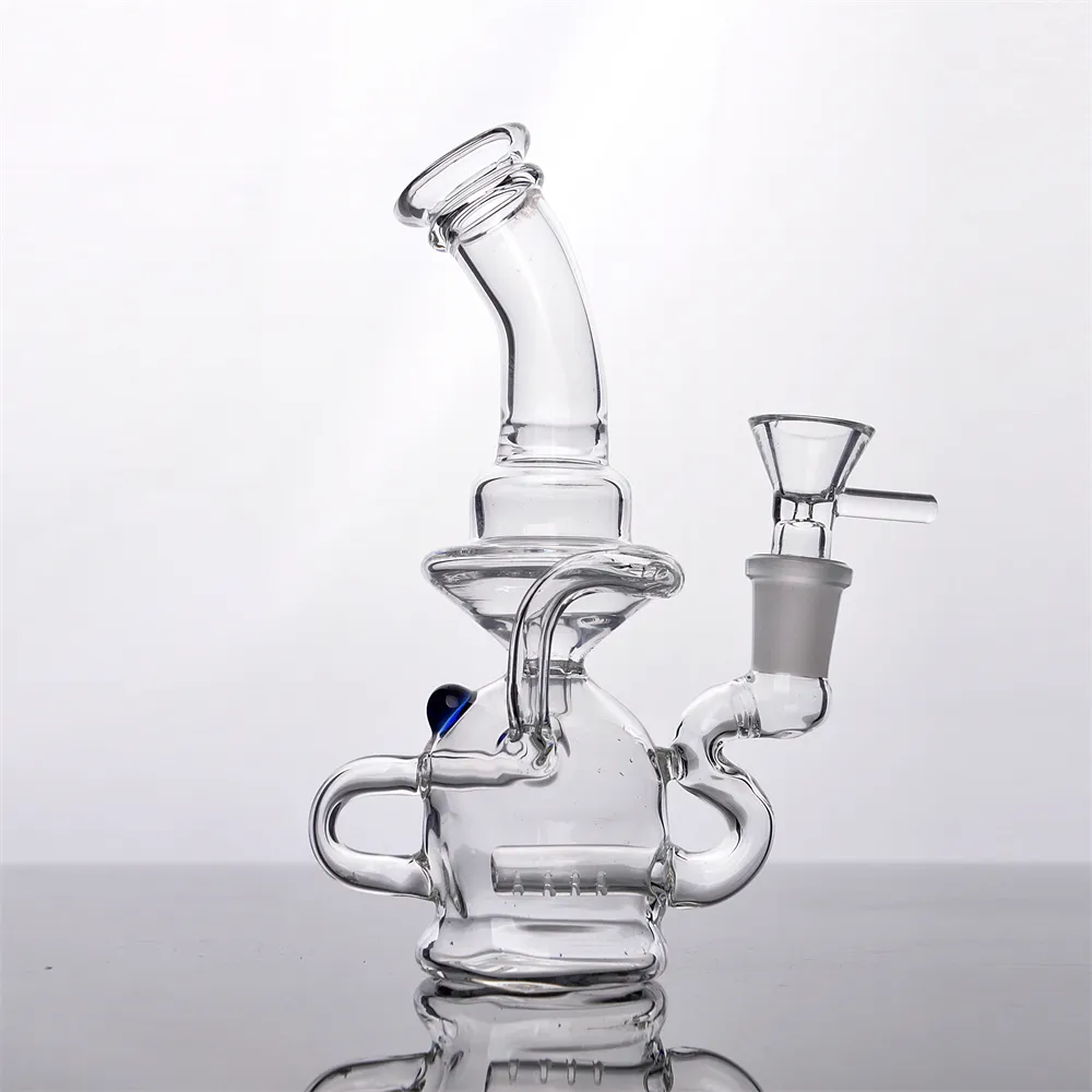 Recycler Mini Bong con vetro diffuso Downstem Thick Water Pipe Dab Rigs con giunzione da 14 mm