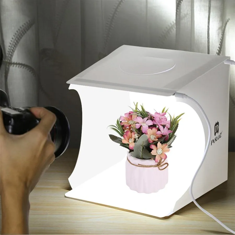Mini Foldable Studio 20 20 cm Diffuse Weichbox mit 2x20 LED -Leuchten und 6PCS -Farb Hintertropfen POGROFROFROPRing242K