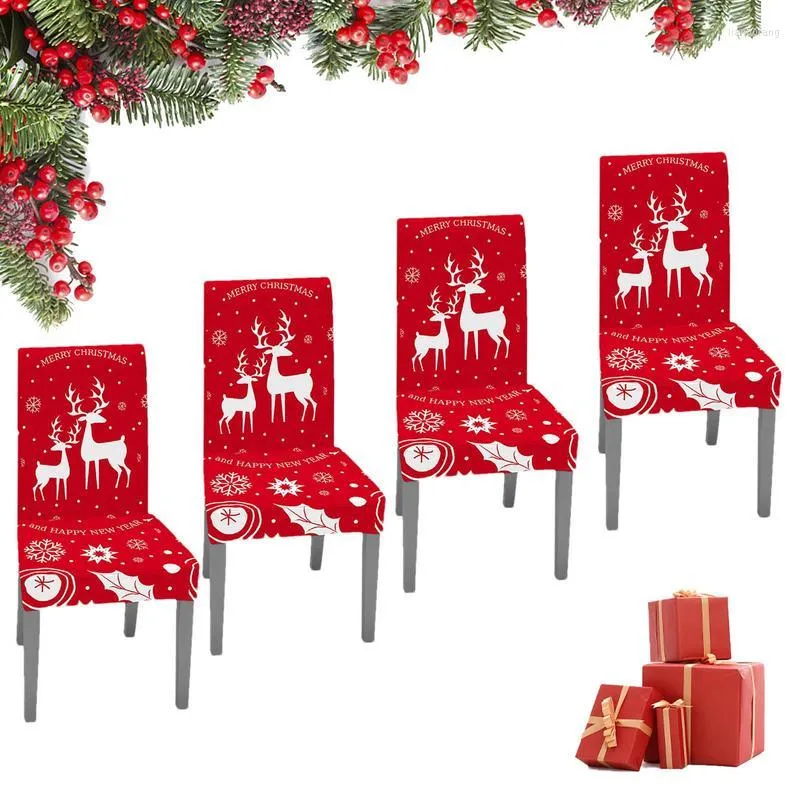 Chair Covers Christmas Holiday Slipcovers Dining Room Set Of 4 Home Kitchen Decor Red