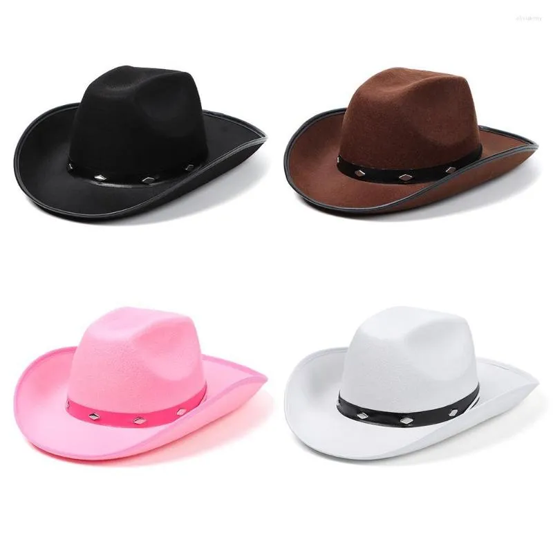 Berets البالغ البالغ فستان بوليستر Wild West Cap مرصعة رعاة البقر قبعة Western Western