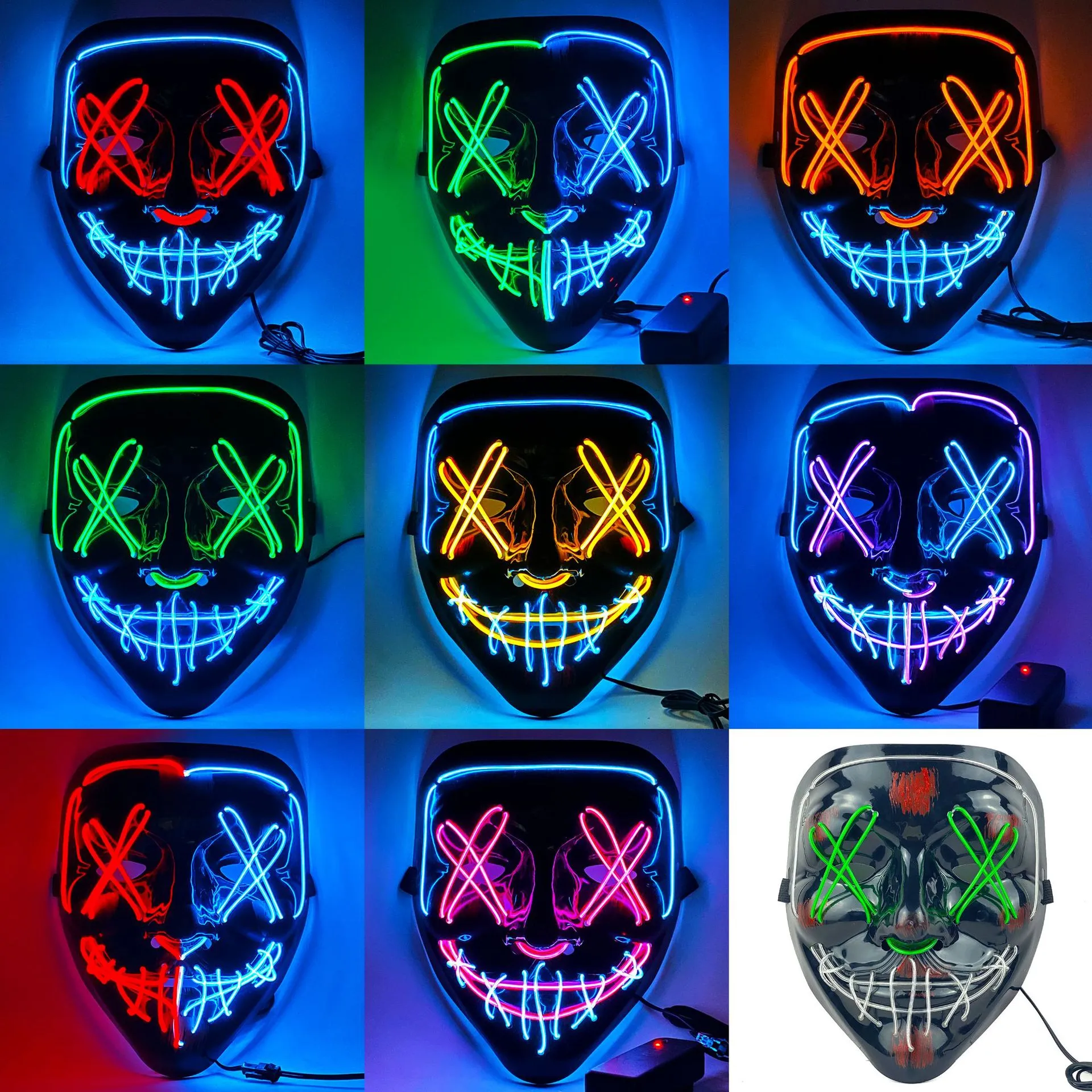 Halloween Spielzeug Party Maske Skelett Atmosphäre Requisiten LED leuchtende Glitzermaske Spielzeug