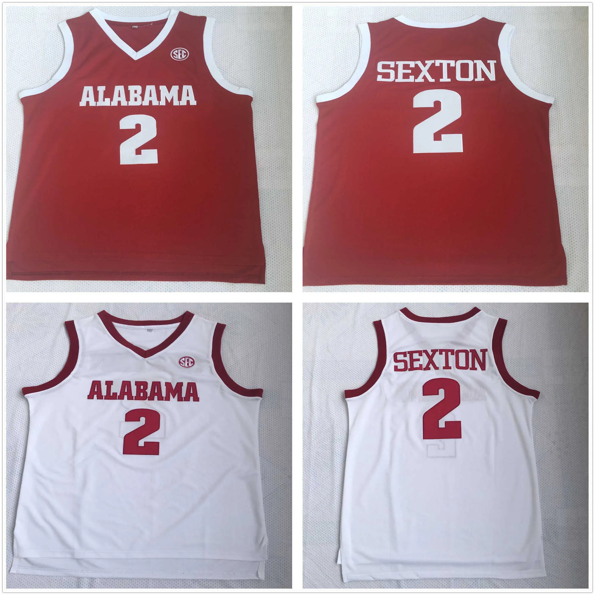 Stitched NCAA Mens Collin Sexton Basketball Jerseys College Jersey Vintage #2 Home Red White Shirts S-2XL