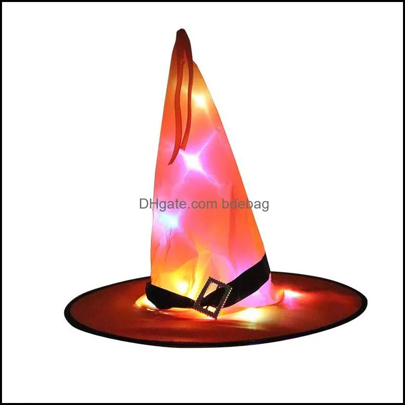 Party Hats Halloween Witch Hat LED Wizard Hats Bandage Cap Party Decorations Ball Aktivitet Tillbehör Ankomst 4 5Cy D2 Drop Delivery H DHWXK