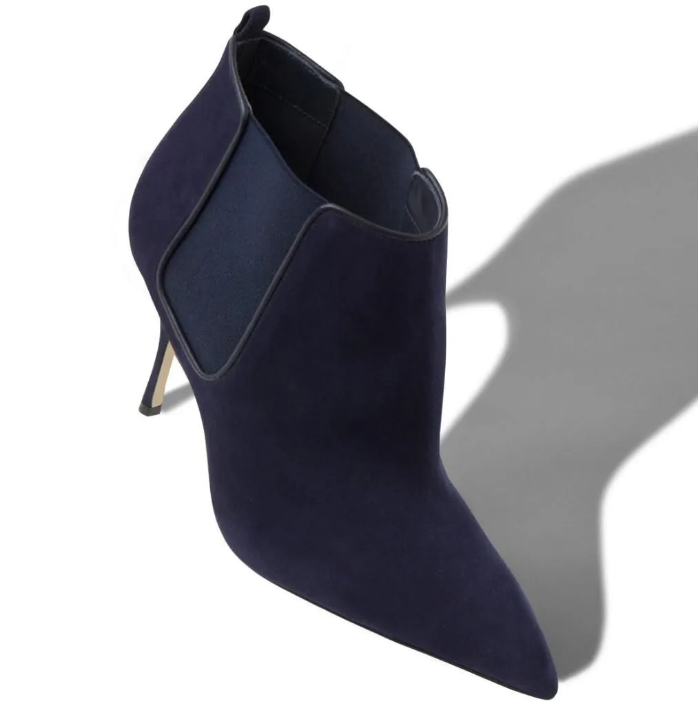 Navy Blue Suede Chelsea Boots For Women Pointed Toe High Heel Ankle Boots For Party Wedding From Factory Sneakersloafers Bulk 27.34 DHgate.Com