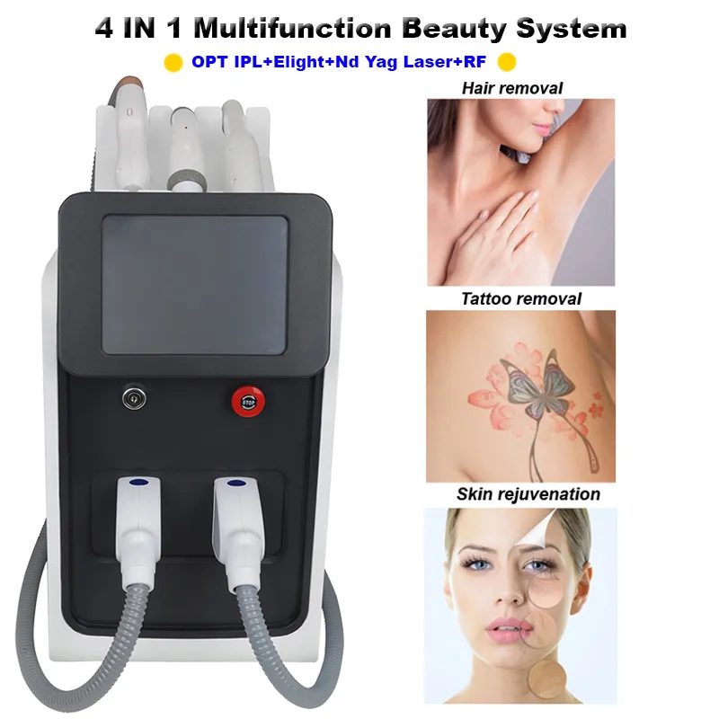 OPT IPL LASER REMOￇￃO R￁PIDO DE CABELO ELIGHT MACHINE ND YAG Laser Remova Tattoo C￭rculos escuros RF Skin Rejuvenesation Face elevador Equipamento de beleza