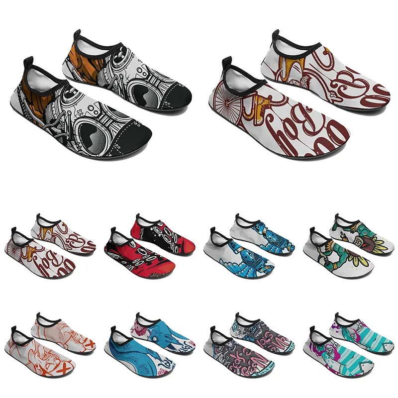 Sapatos de água personalizados para homens e mulheres, design de animal de desenho animado, palavra diy, preto, branco, azul, vermelho, treinador masculino 147