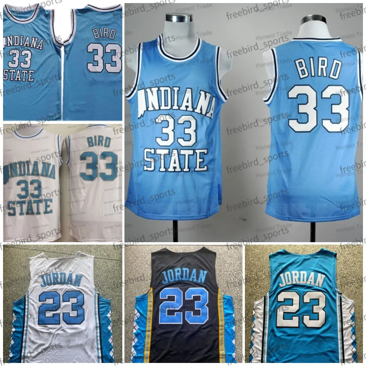 인디애나 주 Sycamores 33 Larry Bird Basketball Jersey State Blue White North Carolina Tar Heels 23 Michael College Mens Jerseys 스티치 통기 가능