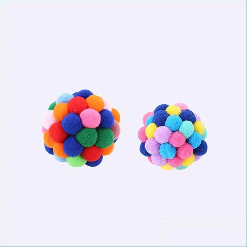Cat Toys Handmade Small Bell Ball Colorf Kitty Cats Elastic Balls Pets Toys Cat Toy Supplies Cotton Flexible Fun New 3 8Si M2 Drop D Dhkxk