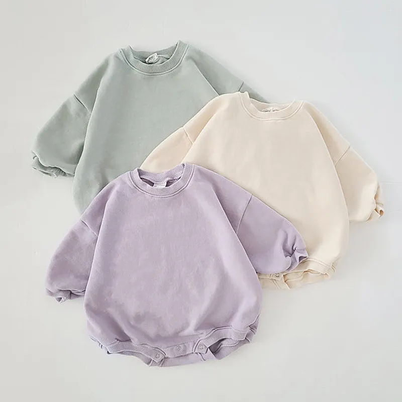 Rompers INS 024M born Infant Baby Girl Boy Sweatshirt Romper Toddler Long Sleeve Basic Cotton Oversize Clothes Jumpsuit 221117