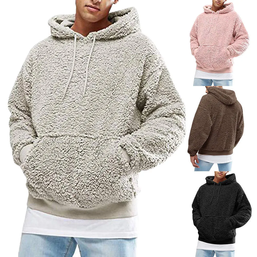 Sweats à capuche pour hommes Sweats Casual Hommes Hiver Chaud Polaire Ours Poches Sweat À Capuche Épais Tops Pull Plus La Taille S-2XL 221117