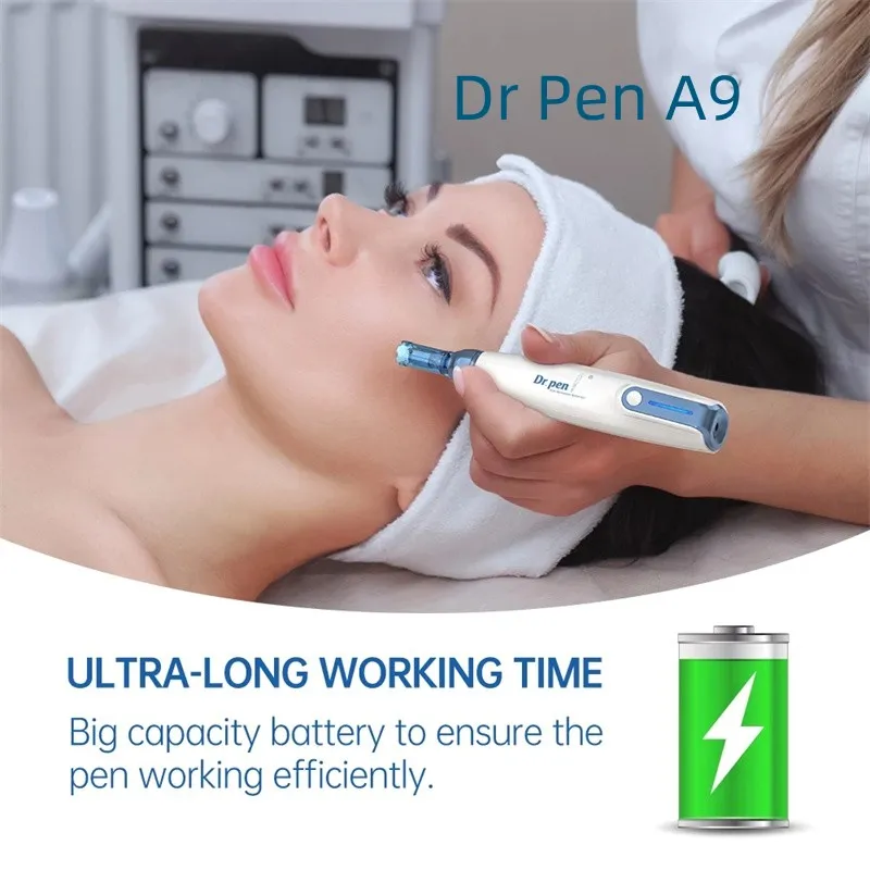 Dermapen Professional Dr Pen A9 اللاسلكي الجهاز المجهرية تمتد علامات مزيل ندوب حب الشباب إزالة بقع الإبرة الصغيرة.