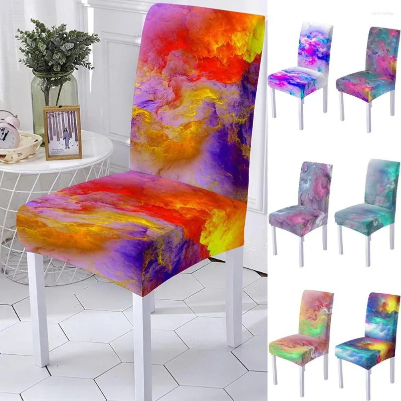 Chair Covers Galaxy Spandex Cover 3D Sea Cloud Print For Dining Room Chairs High Back Living Party Home Decoration