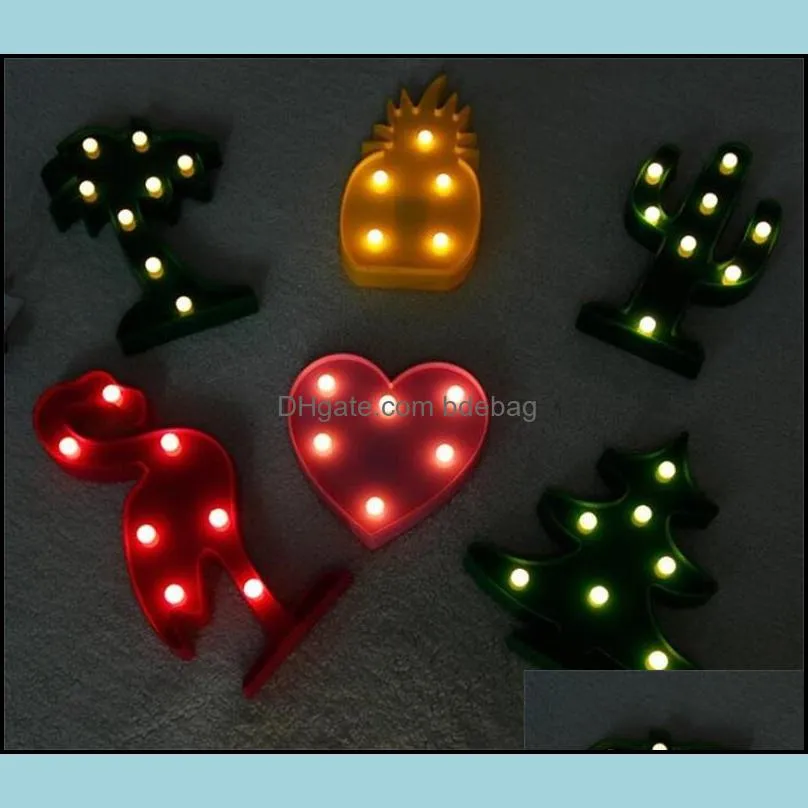 Party Decoration Night Light Cactus Led Table Lamp Beads Love Christmas Tree Modelling Bedroom Decor Supplies Waterproof Pineapple D Dhwuh