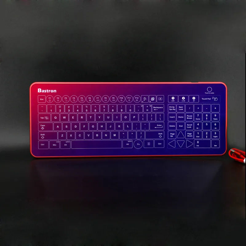 B10 Pro Bastron Health Glass Touch Wireless Keyboard With Mousepad For PC Computer, Smart Cell