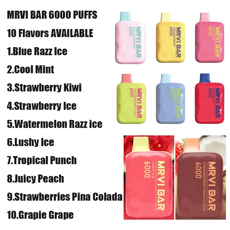 MRVI BAR 8000 Puffs Vape Pen With 650mAh 5000mah Battery, 15ml Prefilled  Pod, And 10 Flavors In Stock Now! From Sellernick, $3.75