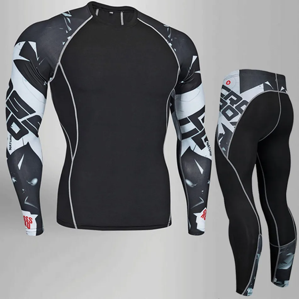 Heren thermisch ondergoed Compressie Sport ondergoed MMA Rash Guard Mannelijke fitness leggings joggen t-shirt snel droge gym workout sportpak 4xl 221117