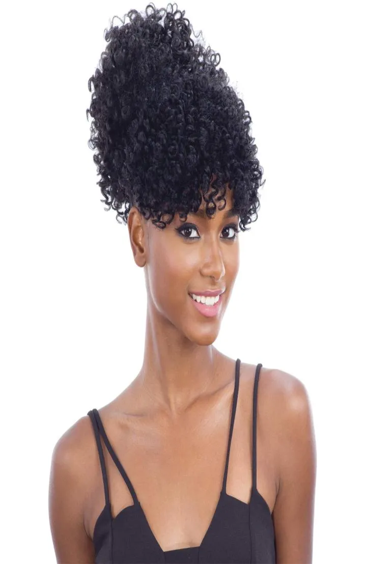 Cabello humano Afro Kinky Ponytail para mujeres negras Clip en la extensión del cabello Camas de colas rizadas