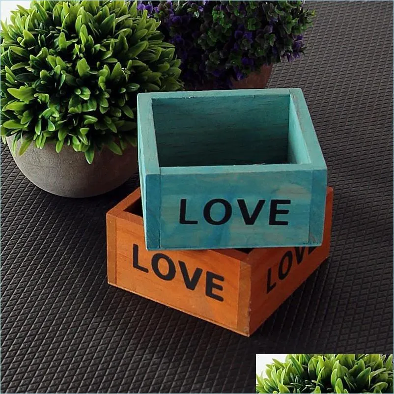 Planters POTS Kort design Garden Pot English Letter Fashion Wood Planters Eco Friendly Succent Plants Storage Box H￶gkvalitativ DHVGZ