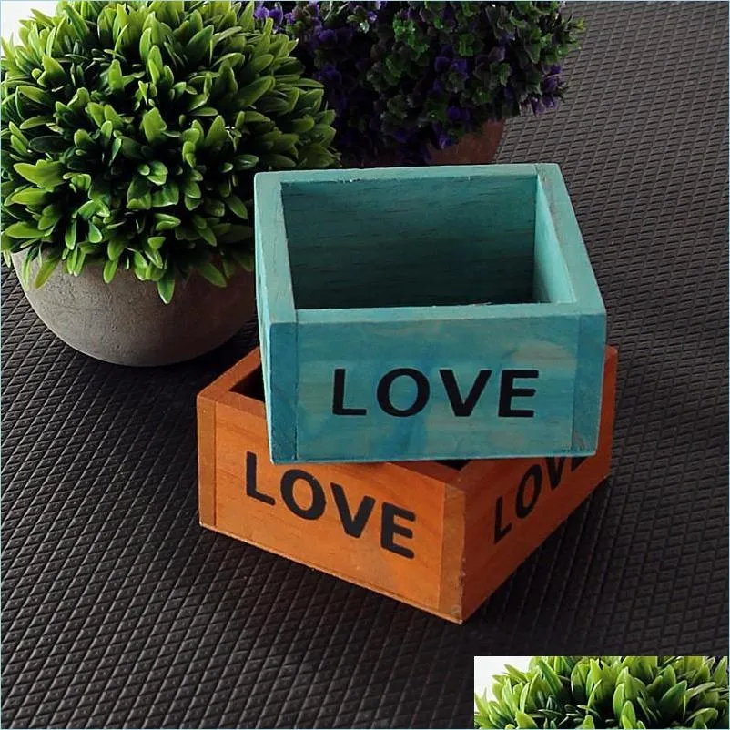 Planters Pots Brief Design Garden Pot English Letter Fashion Wooden Planters Eco Friendly Succent Plants Storage Box High Quality Dhvgz