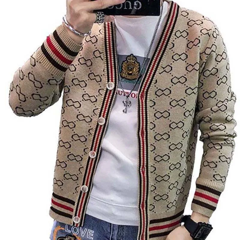 Men's Sweaters spring and autumn plaid sweater jacket men's cardigan fashion long-sleeved British style 221117