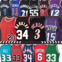 3 Iverson Basketball Jerseys Allen Jason 55 Williams Dennis 91 Rodman Scottie Pippen Thomas Vince 15 Carter Patrick 33 Ewing Ti