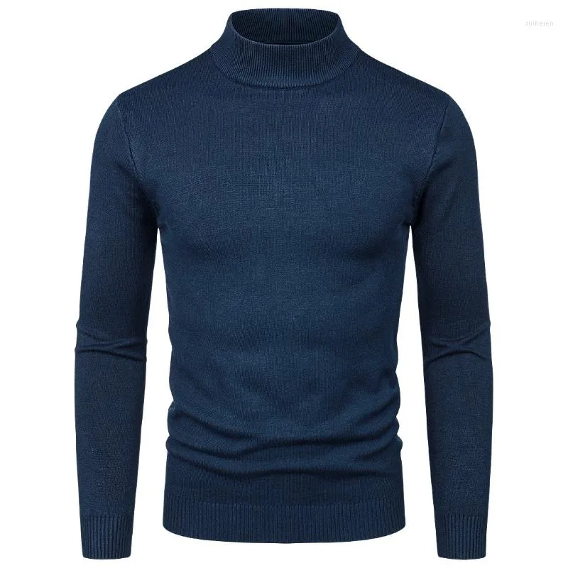 Men's Sweaters Solid Pullover Men Round Neck Sweater Slim Long Sleeve Mens High Quality Wool Warm Autumn