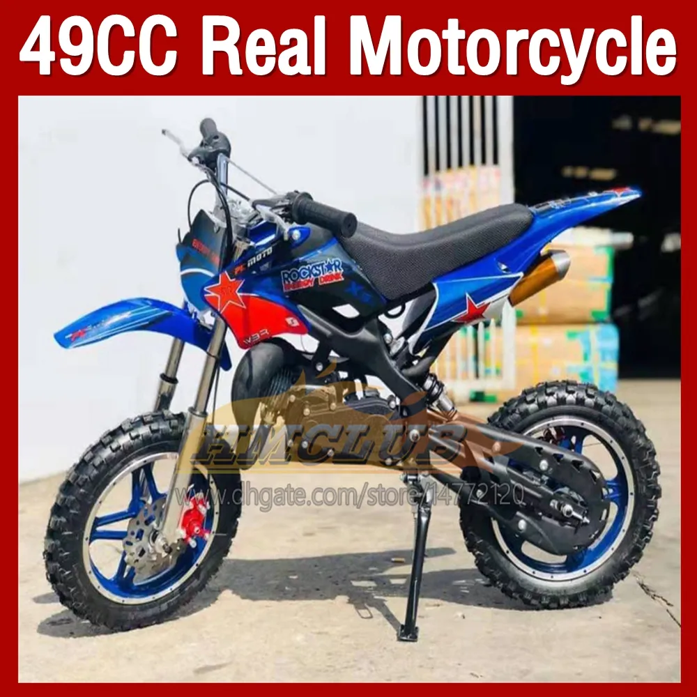 2022 2 ASSENHO MINI MOTORCIONAGEM 50CC Scooter Superbike Gasolina Gasolina ATV Infantil ATV Off-Road Veículo Adulto Crianças de 2 Rodas Motão Bike Boy Garota Garota Presente de Aniversário