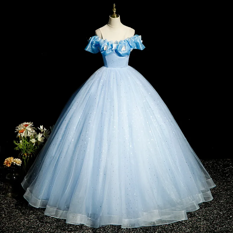 medieval light blue dress Beige and Light Blue Medieval Dress - Cotton main image 0