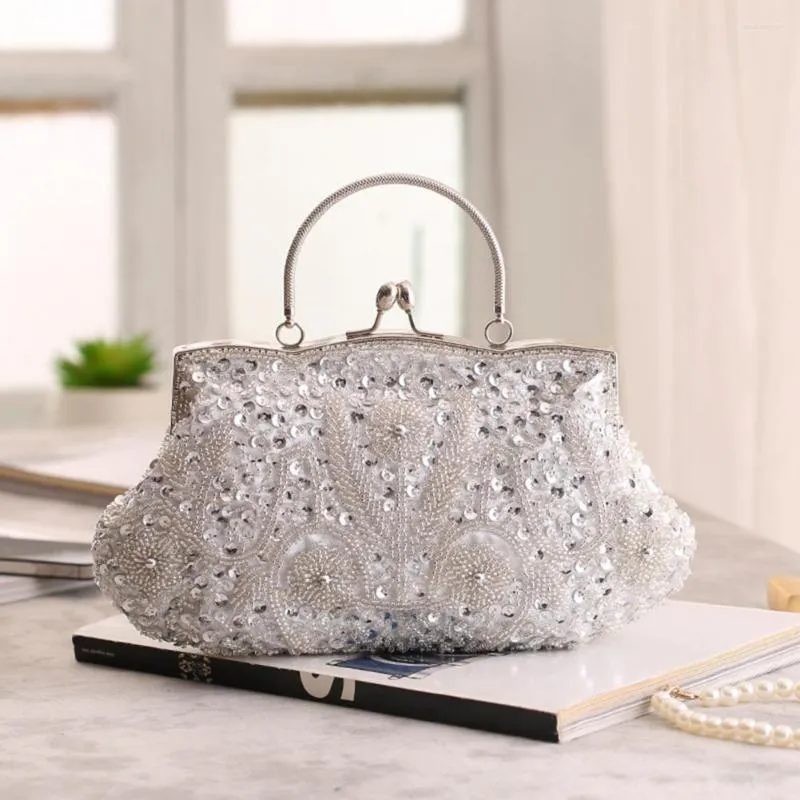 Evening Bags Elegant Frame Women Formal Beaded Purses And Handbags Bridal Sequins Clutch Bag Cocktail Party