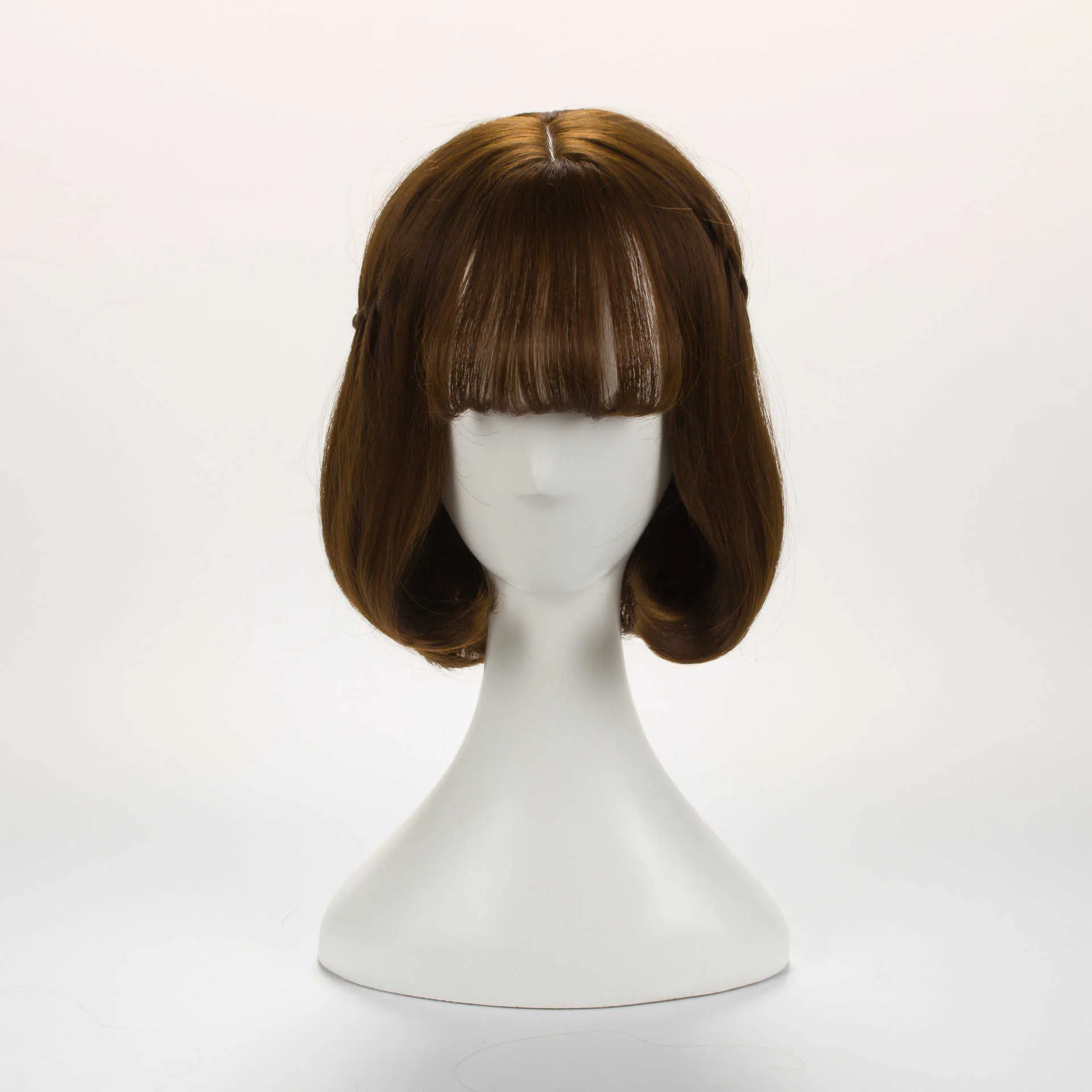 Damen-Perücken, weiblich, kurzes Haar, Air Bangs, Bobo-Kopf, Locken-Set