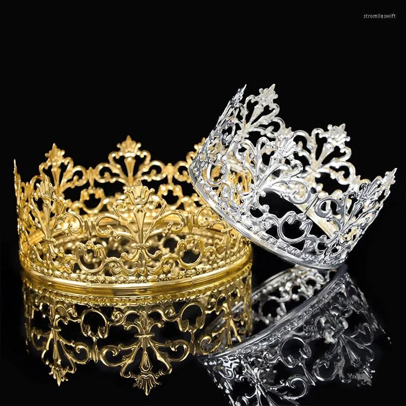 Party Supplies 1pcs Gold Color Crown Cake Topper Girls Princess Headdress Garland Decor Wedding Birthday Baking Decoration