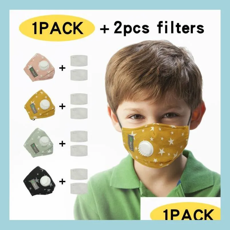 Designermasker Återanvändbara barn möter mask med VAE PM2 5 andningsfilter Antidust Cotton Protective Masks Washable Desinger Kids M DHRZQ